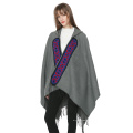 Poncho superdimensionado feminino xale Wrap Poncho com capa aberta